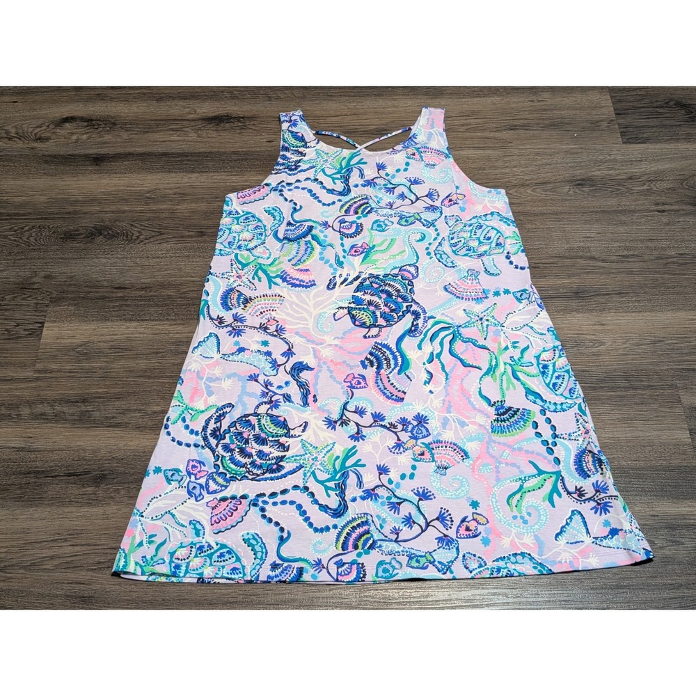 Lilly Pulitzer Swing Sea Turtle Print Sleeveless Mini Dress Purple Size M
